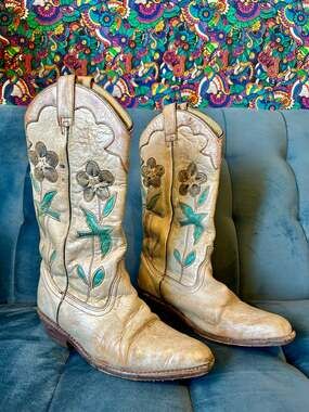 Bed Stu Valencia Cobbler Series Floral Distressed Cowgirl Boots w/ Box Size 7.5
